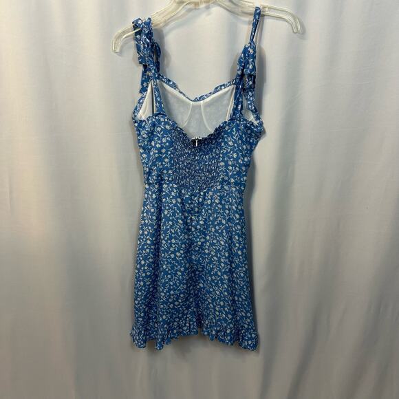 Fisherman's Daughter Blue Floral Tie Strap Bodice Style Mini Dress Small NWT New - Picture 7 of 8